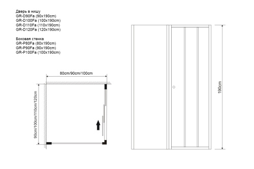 Душевая дверь Grossman Falcon GR-D110Fa 110х190 стекло прозрачное профиль хром - фото 5